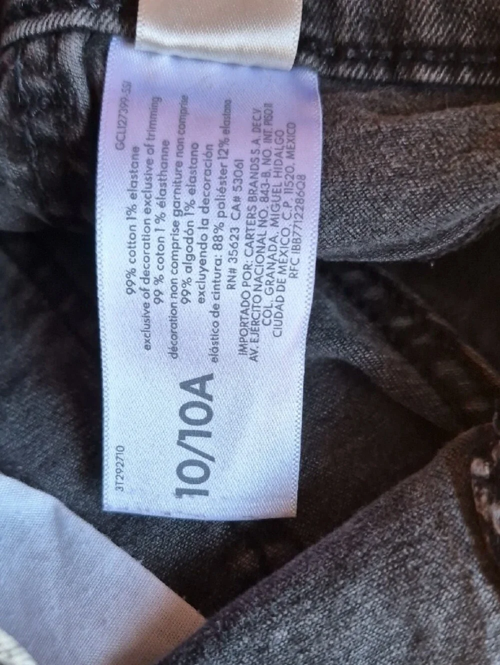OshKosh B'gosh Kids Straight Baggy Jeans in Washed Black Size 10